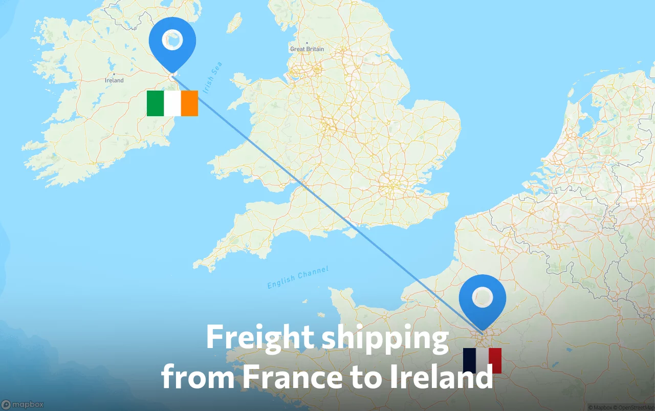 Shipping route from France to Ireland