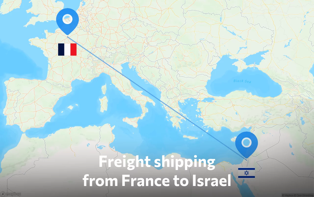 Shipping route from France to Israel