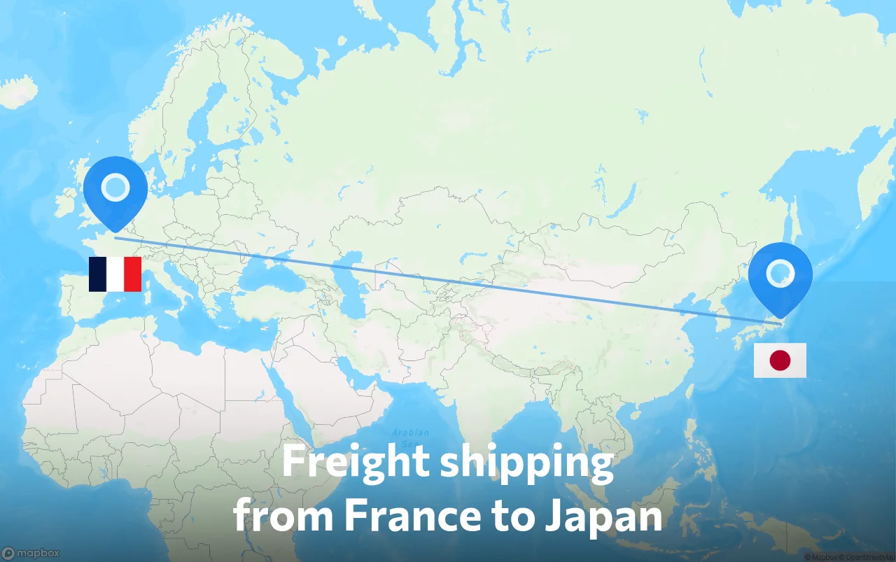 Shipping route from France to Japan