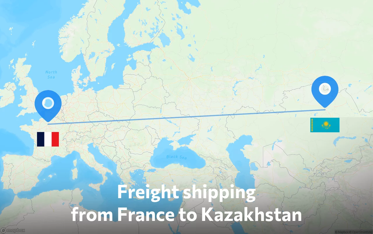 Shipping route from France to Kazakhstan