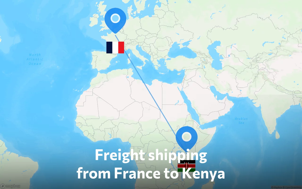 Shipping route from France to Kenya