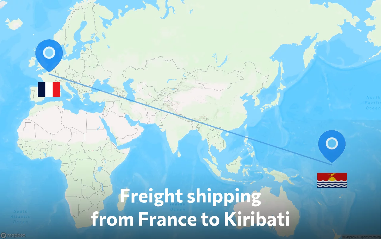 Shipping route from France to Kiribati