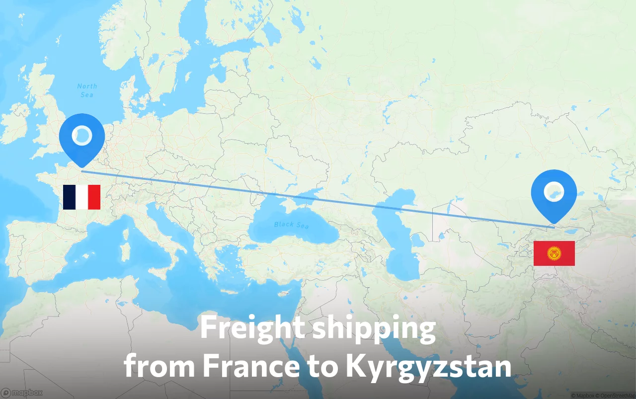 Shipping route from France to Kyrgyzstan