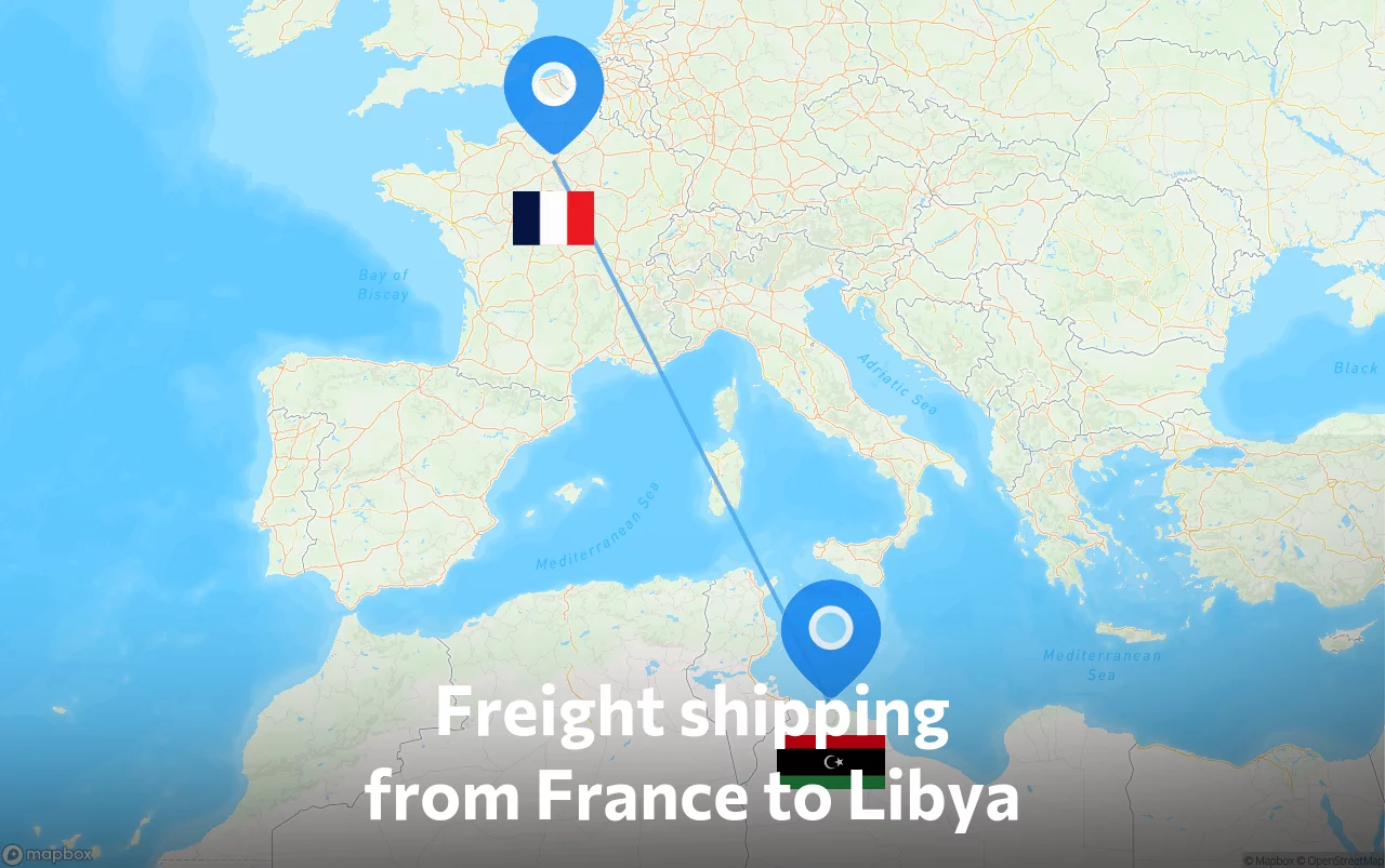 Shipping route from France to Libya