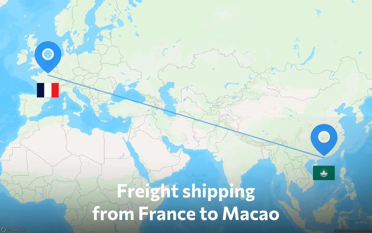 Shipping route from France to Macao