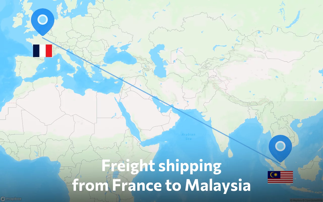 Shipping route from France to Malaysia