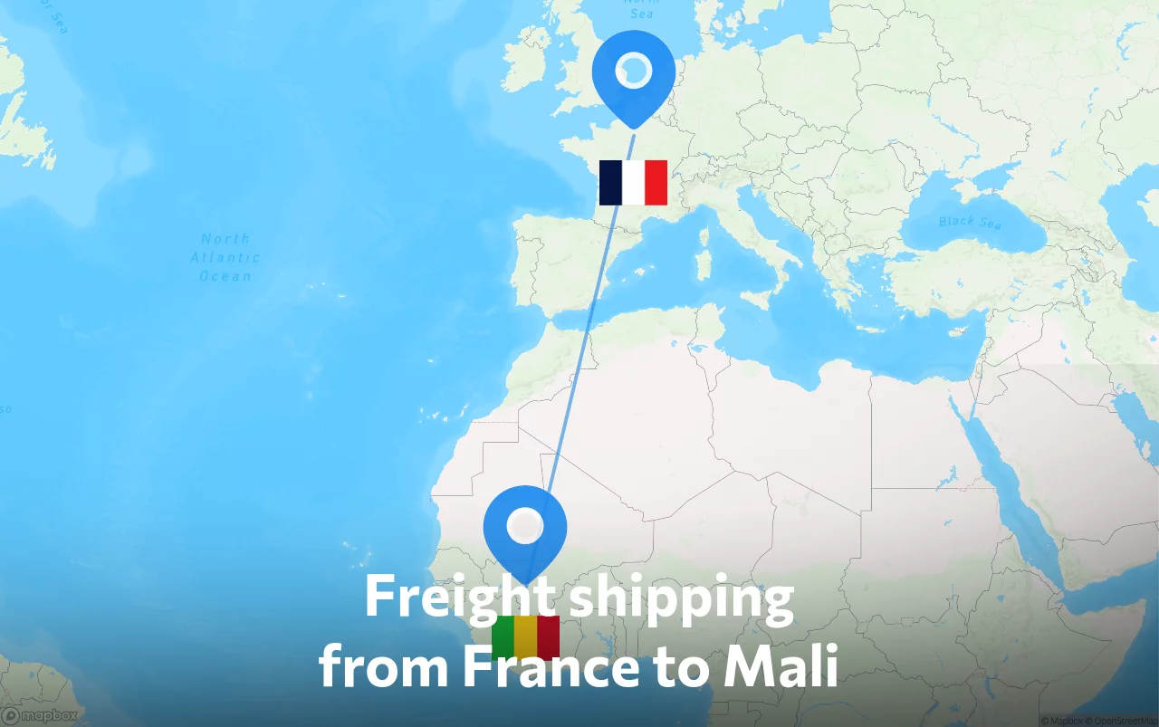 Shipping route from France to Mali