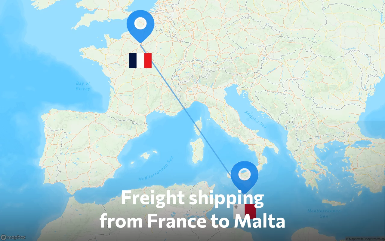 Shipping route from France to Malta