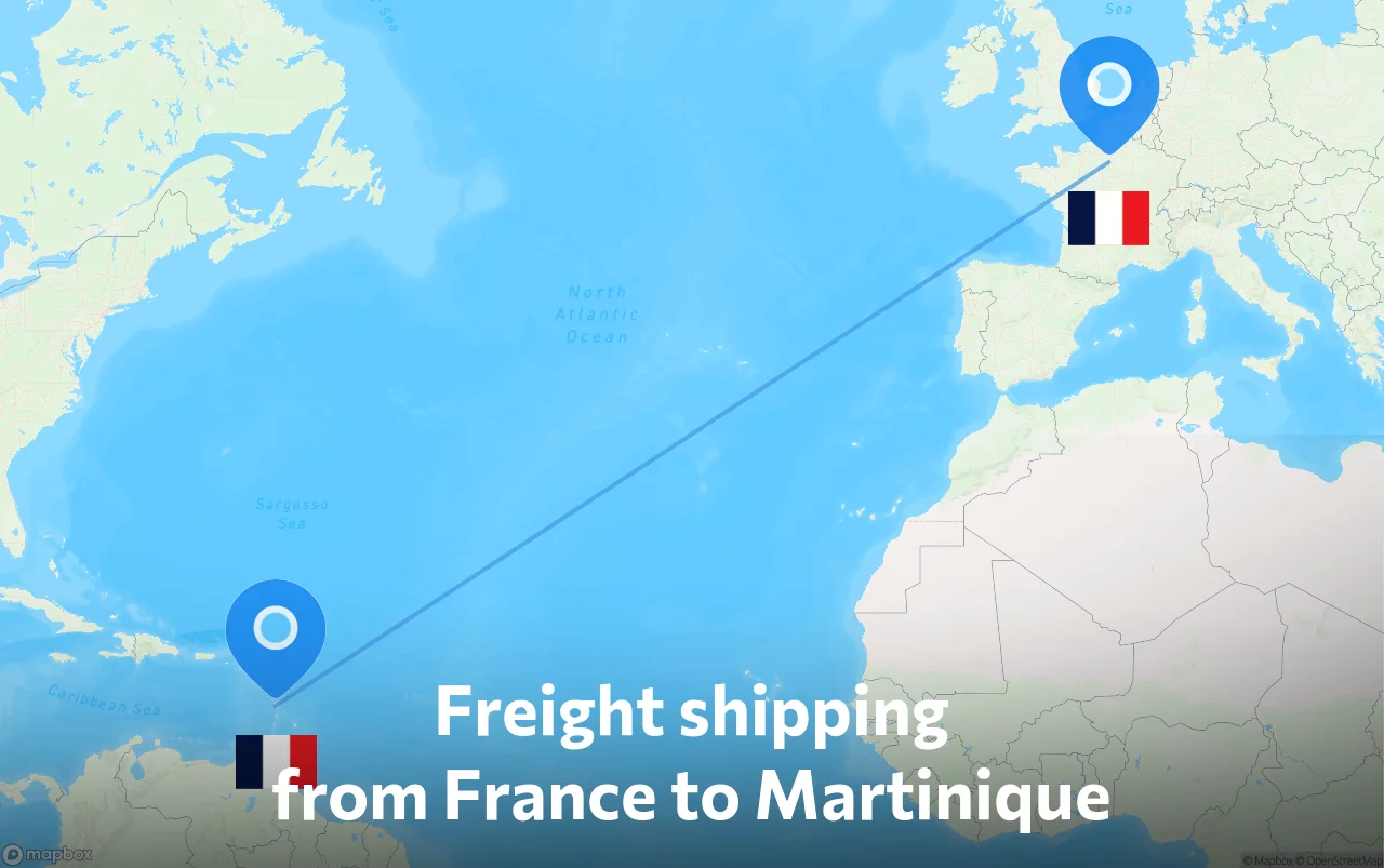 Shipping route from France to Martinique