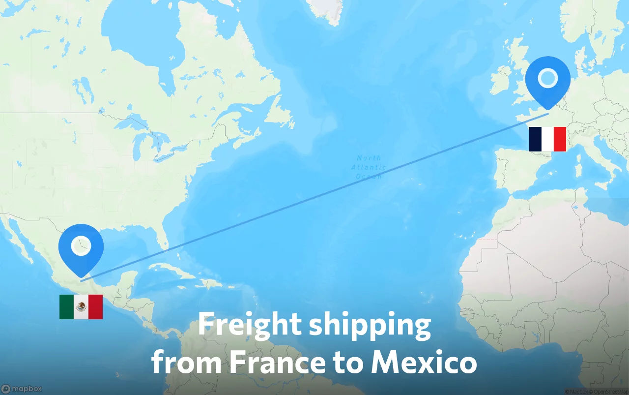 Shipping route from France to Mexico