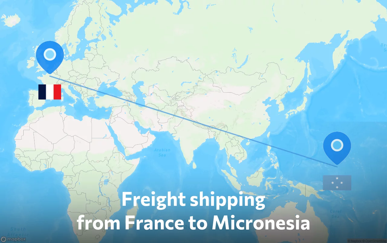 Shipping route from France to Micronesia