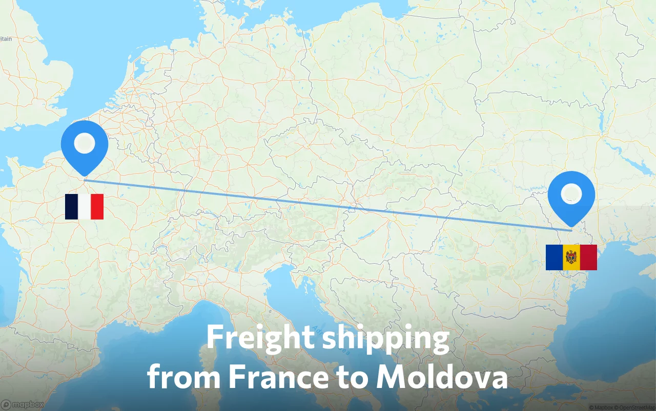Shipping route from France to Moldova