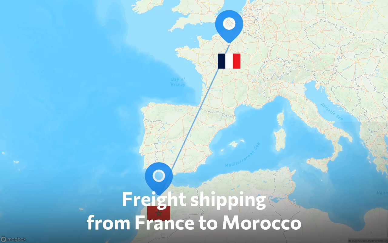 Shipping route from France to Morocco