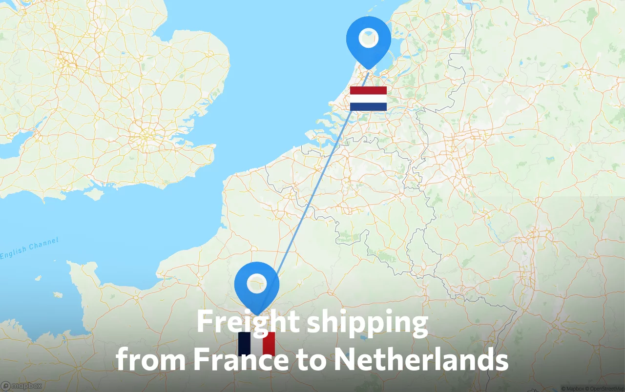 Shipping route from France to Netherlands