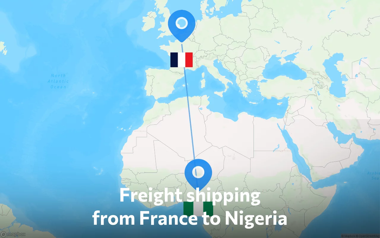 Shipping route from France to Nigeria
