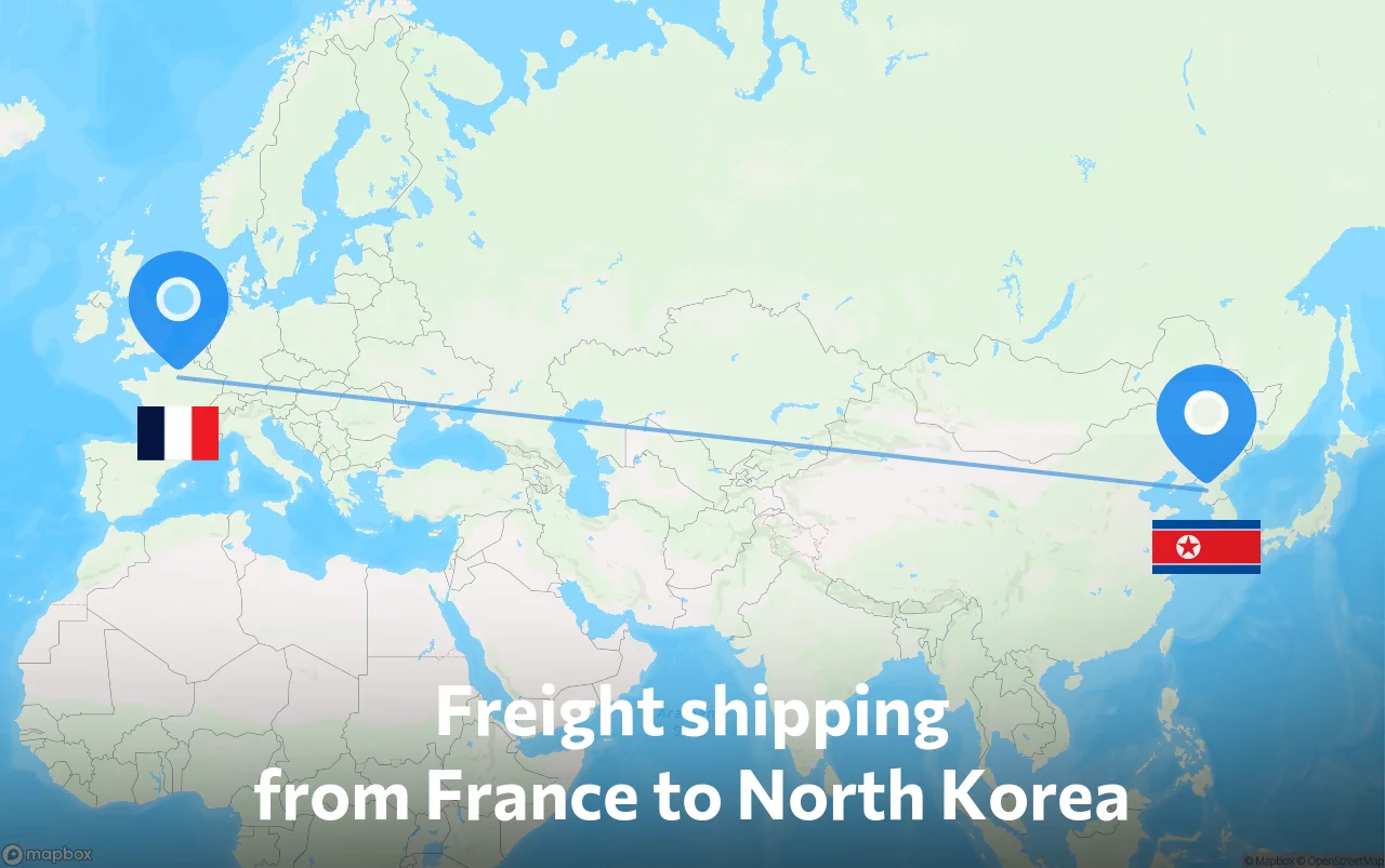 Shipping route from France to North Korea