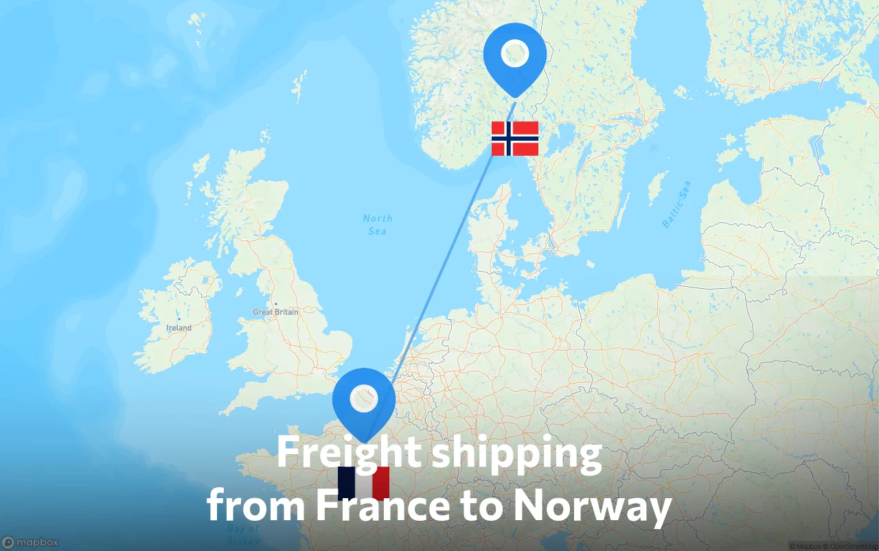 Shipping route from France to Norway