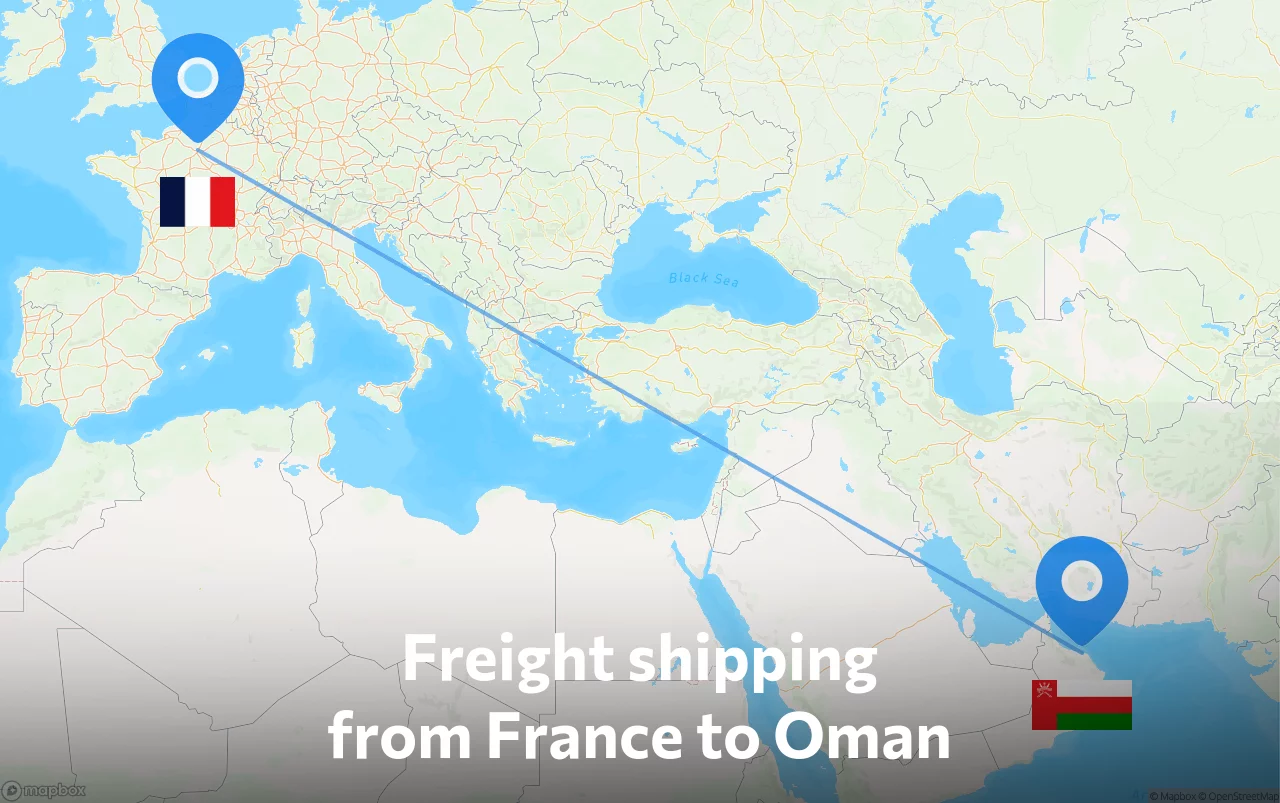 Shipping route from France to Oman