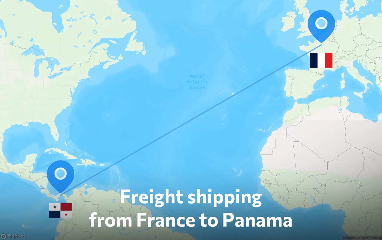 Shipping route from France to Panama