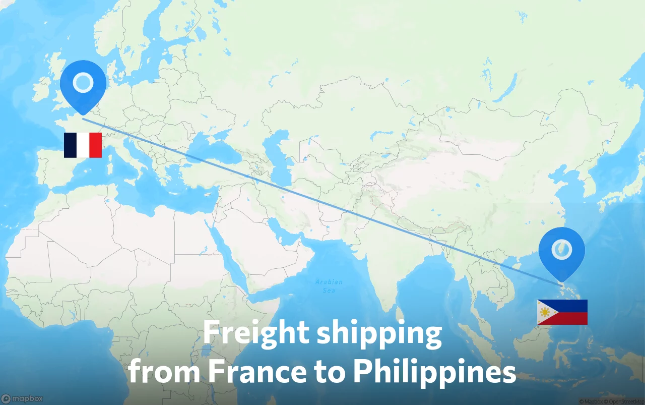 Shipping route from France to Philippines