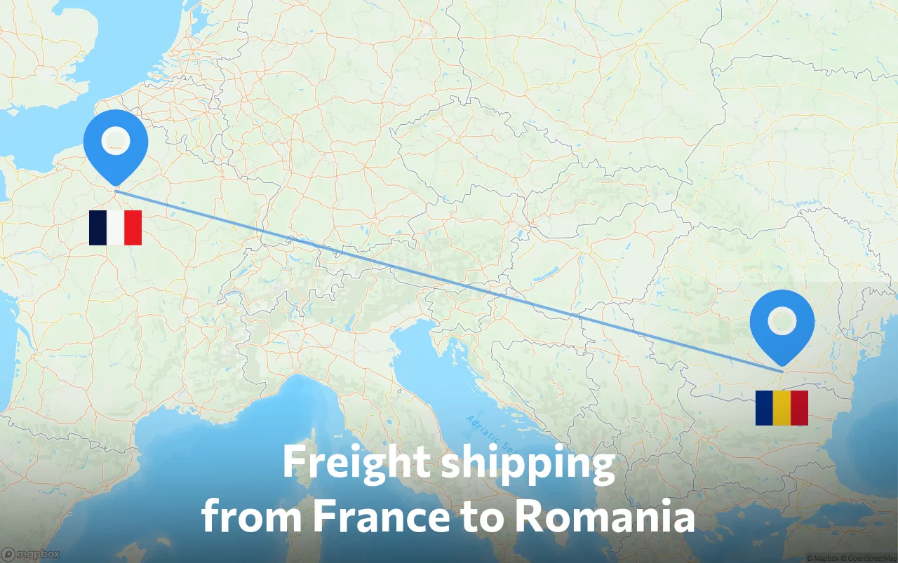 Shipping route from France to Romania