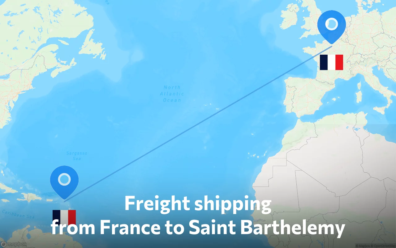 Shipping route from France to Saint Barthelemy