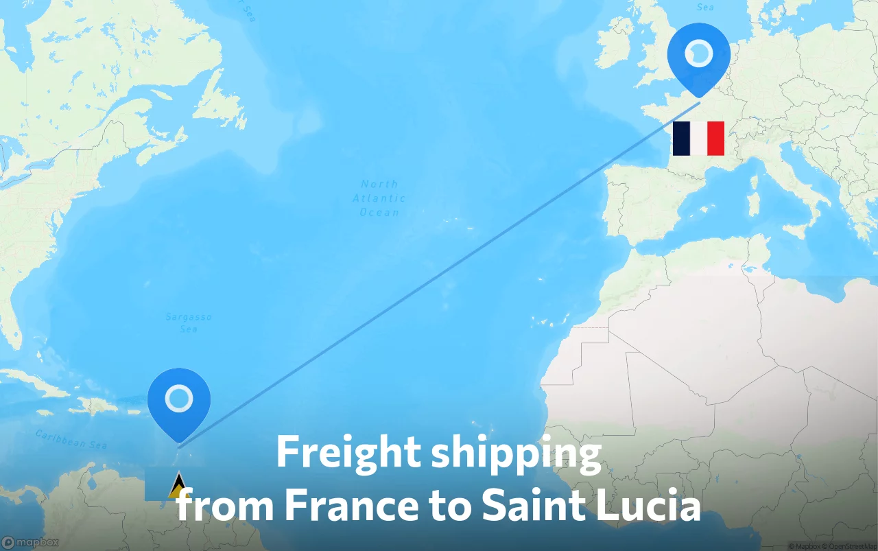 Shipping route from France to Saint Lucia