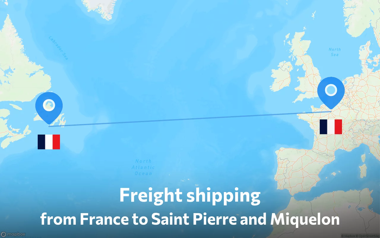 Shipping route from France to Saint Pierre and Miquelon
