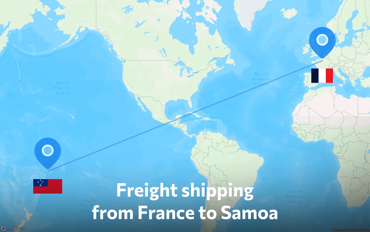 Shipping route from France to Samoa
