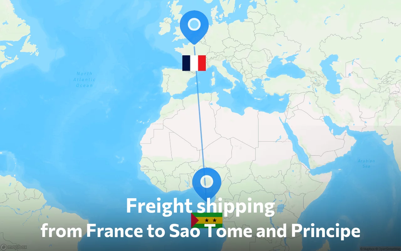 Shipping route from France to Sao Tome and Principe