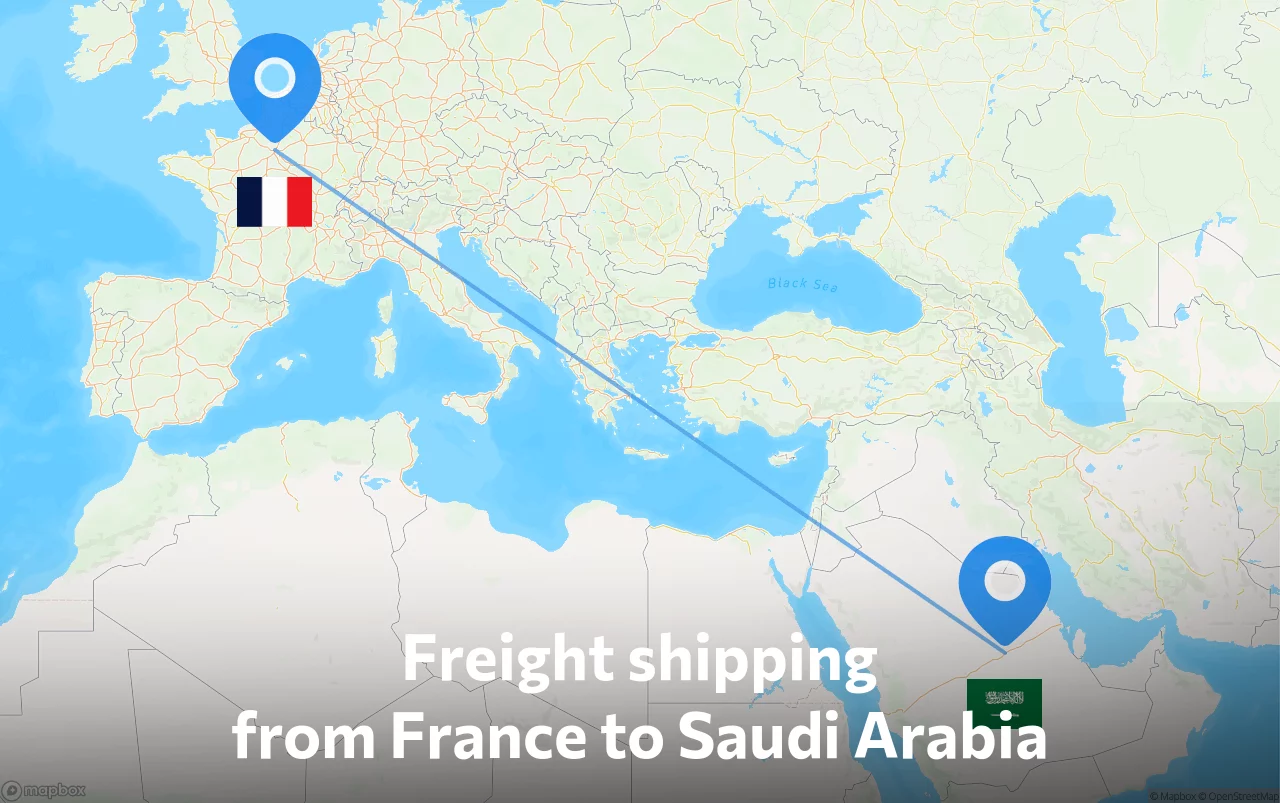 Shipping route from France to Saudi Arabia