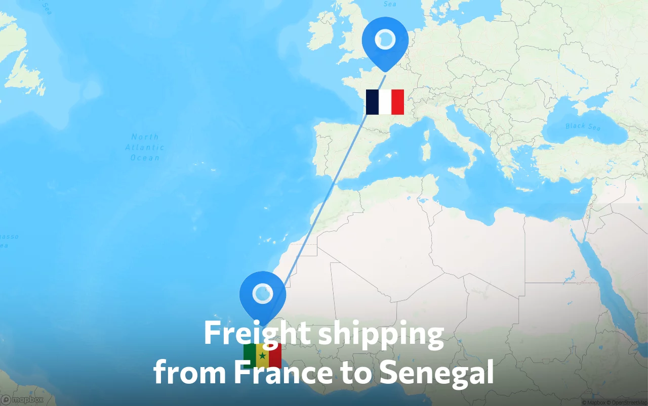 Shipping route from France to Senegal