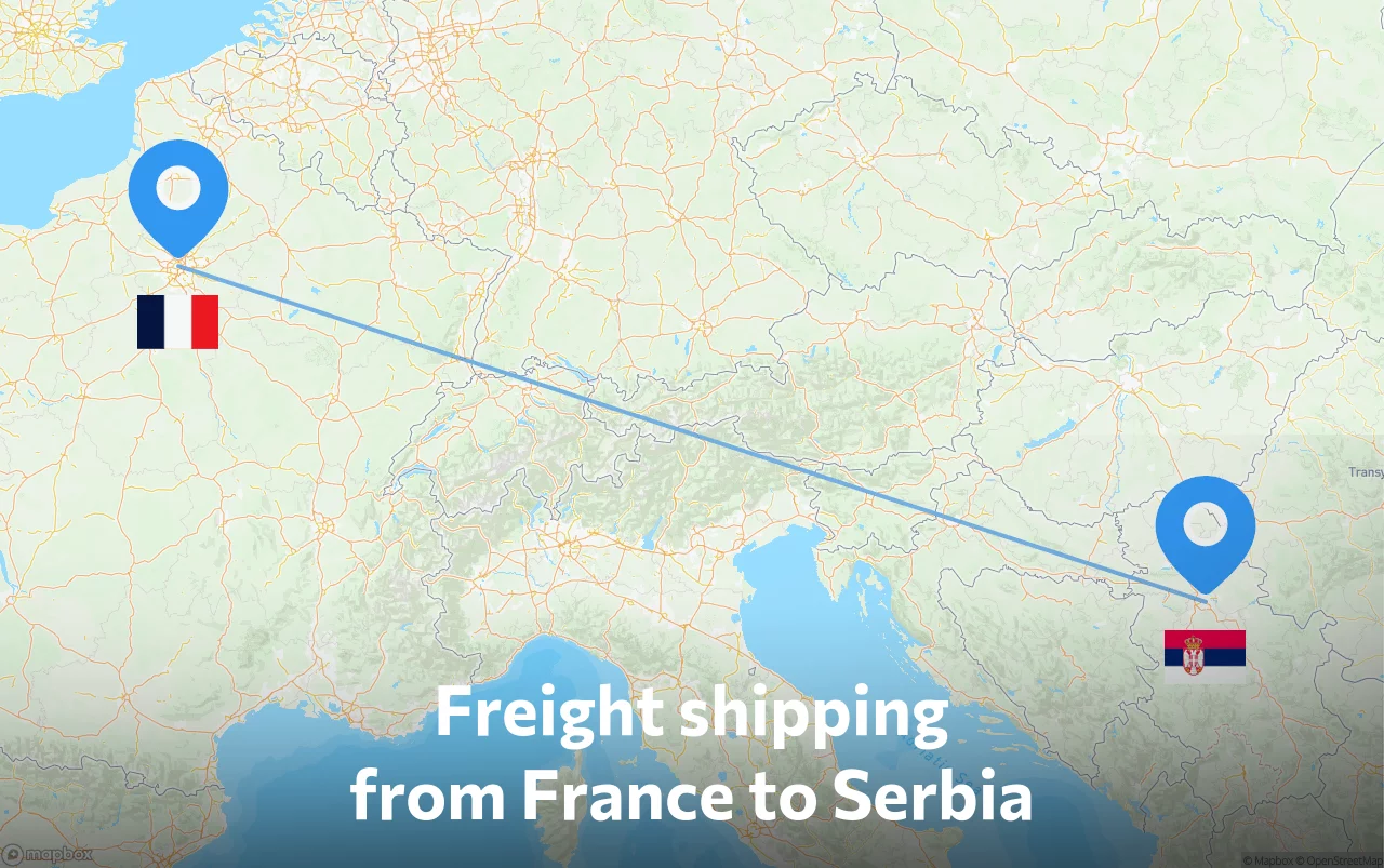 Shipping route from France to Serbia