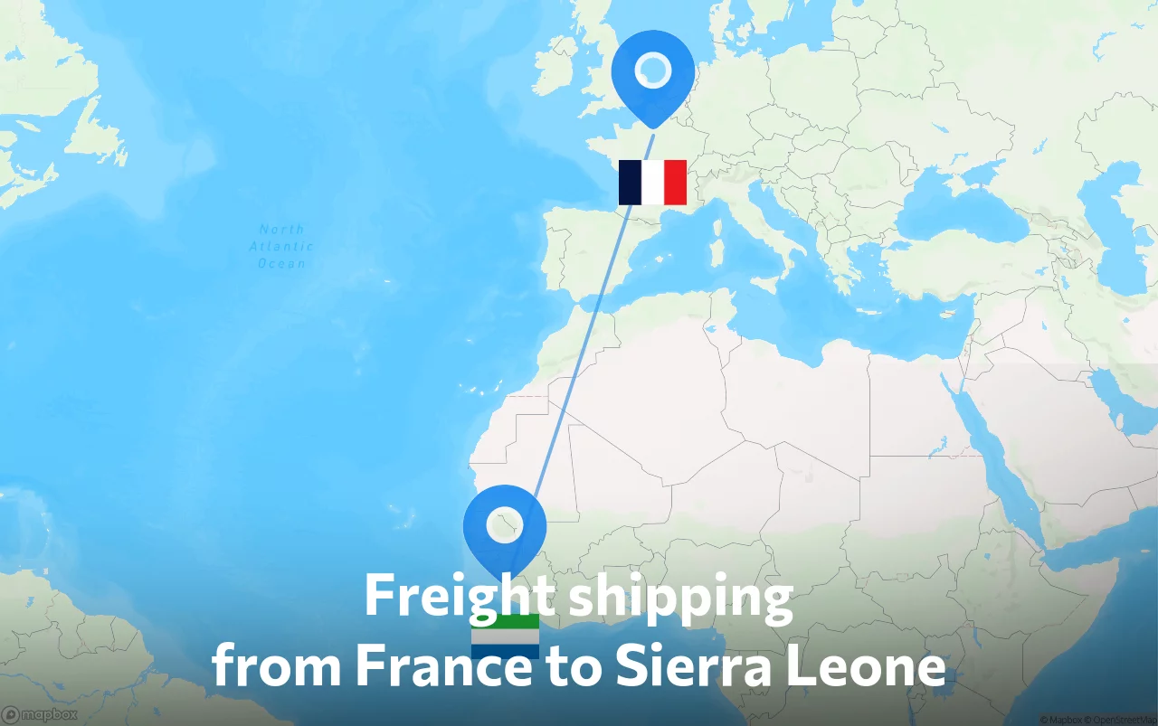 Shipping route from France to Sierra Leone
