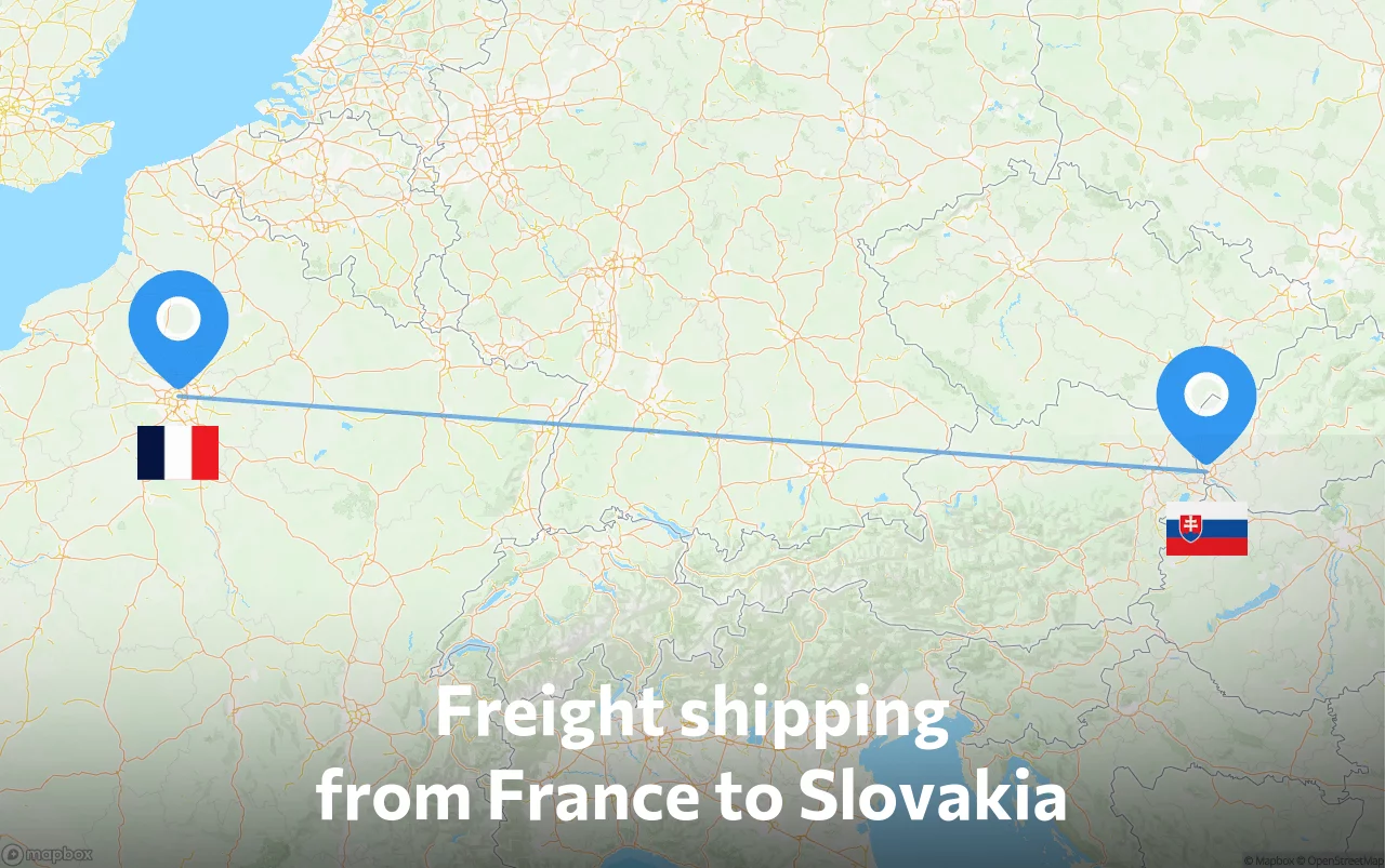 Shipping route from France to Slovakia