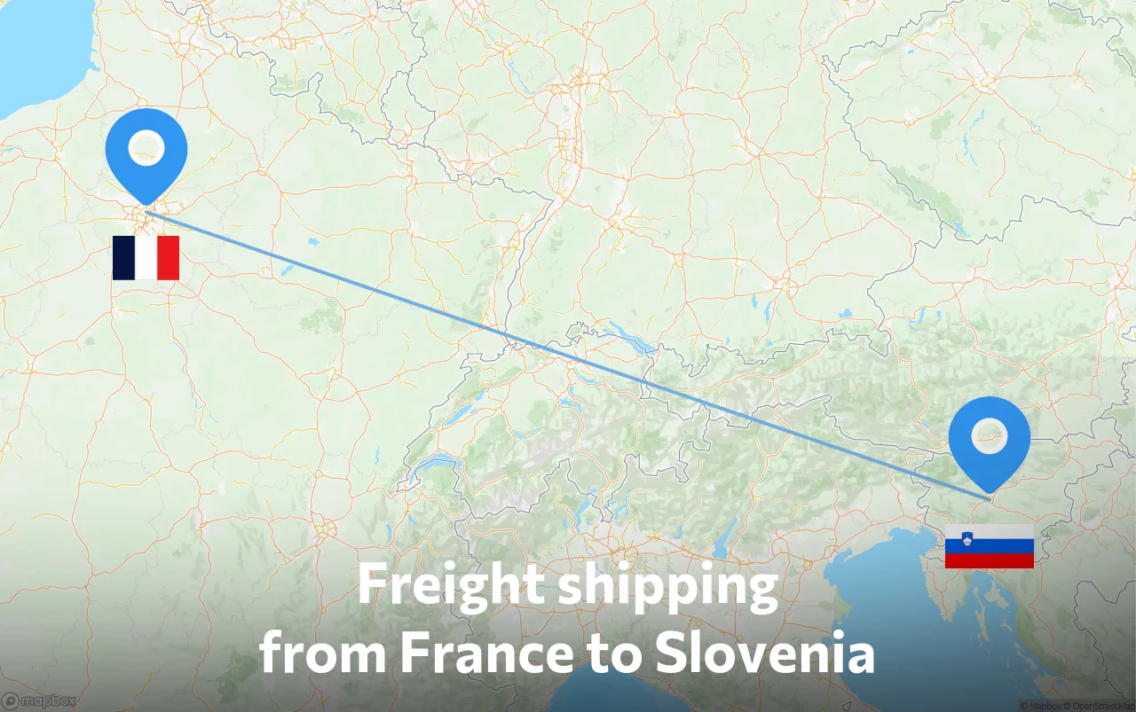 Shipping route from France to Slovenia