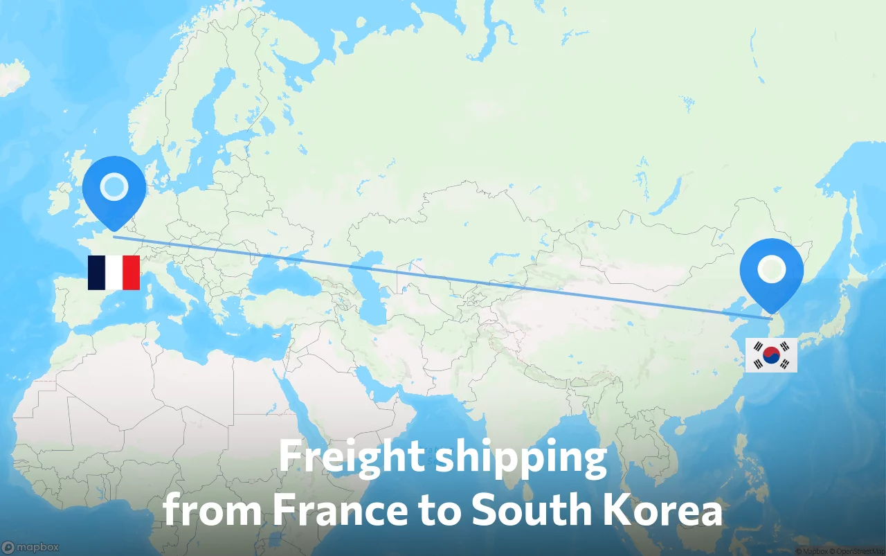 Shipping route from France to South Korea