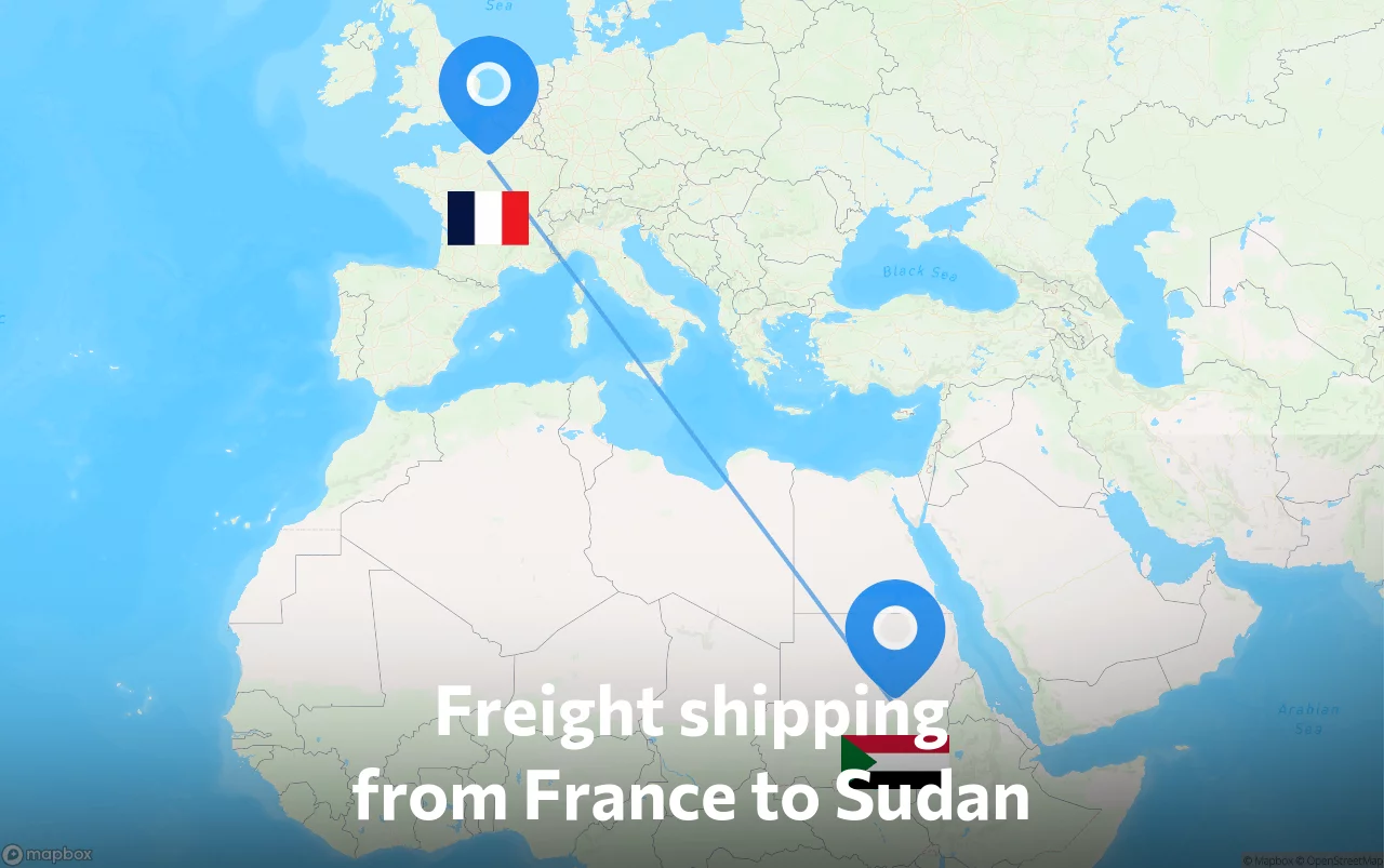 Shipping route from France to Sudan