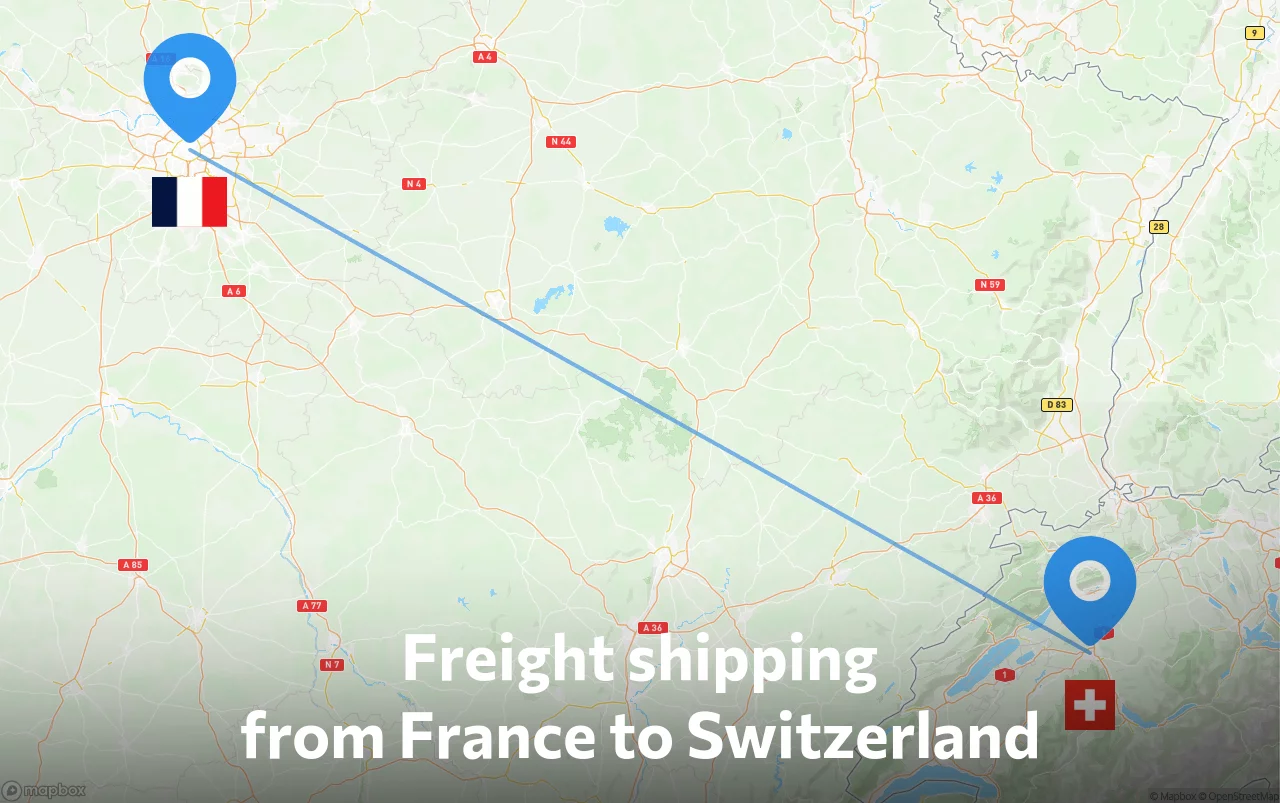 Shipping route from France to Switzerland