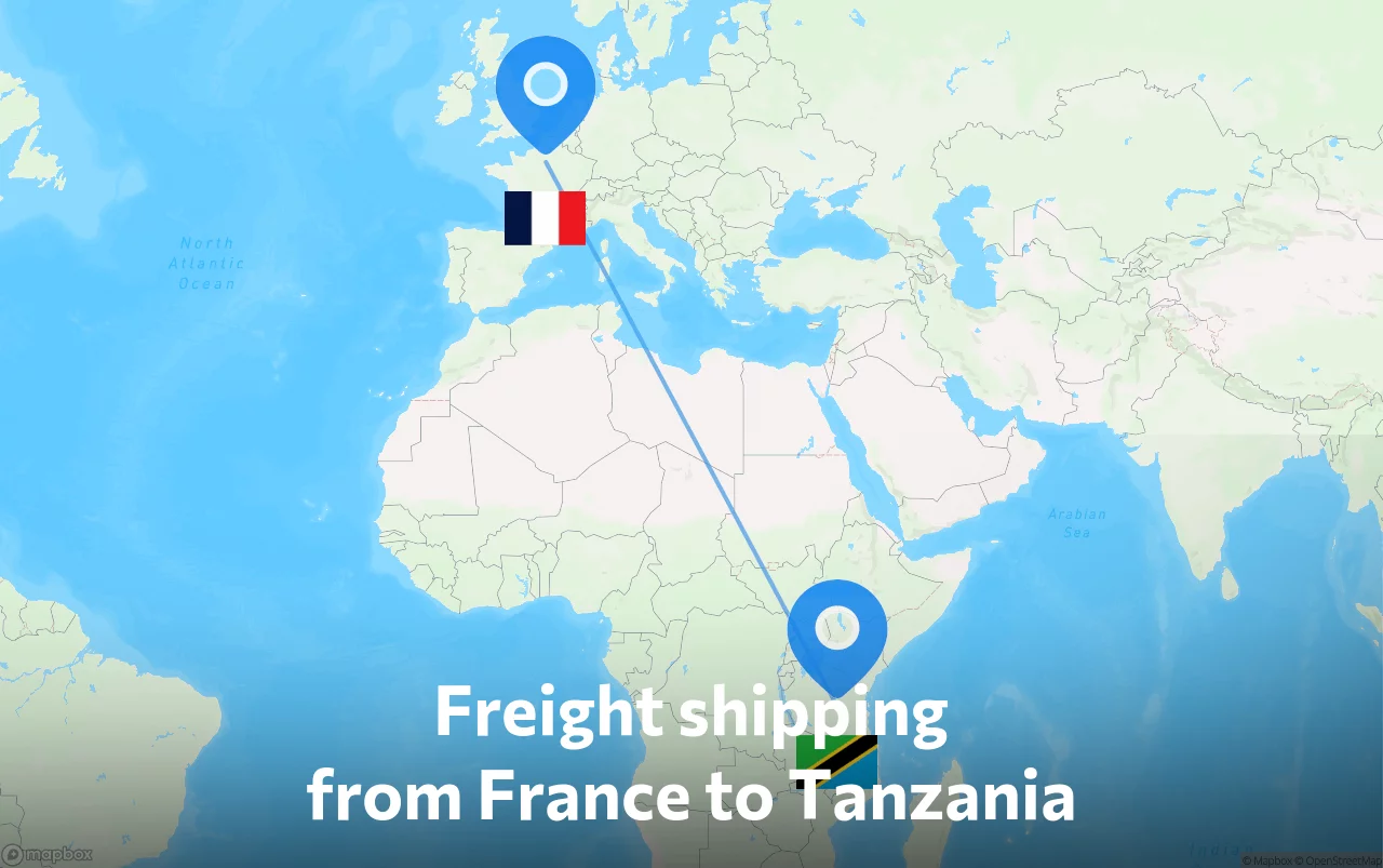 Shipping route from France to Tanzania