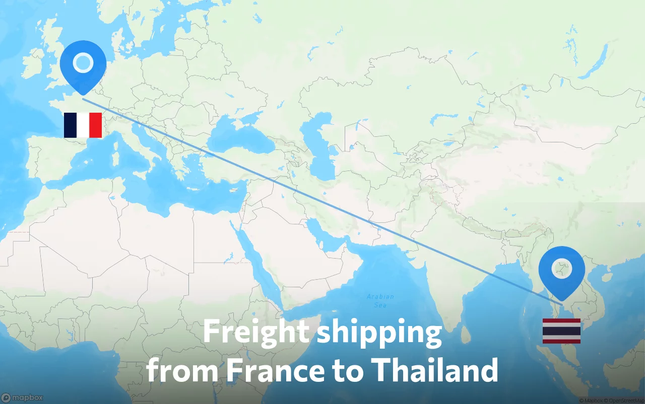 Shipping route from France to Thailand