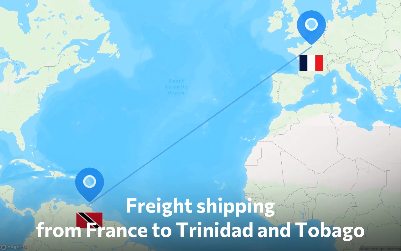 Shipping route from France to Trinidad and Tobago