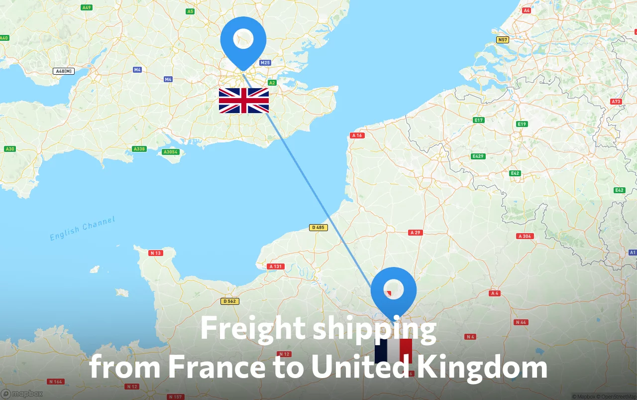 Shipping route from France to United Kingdom