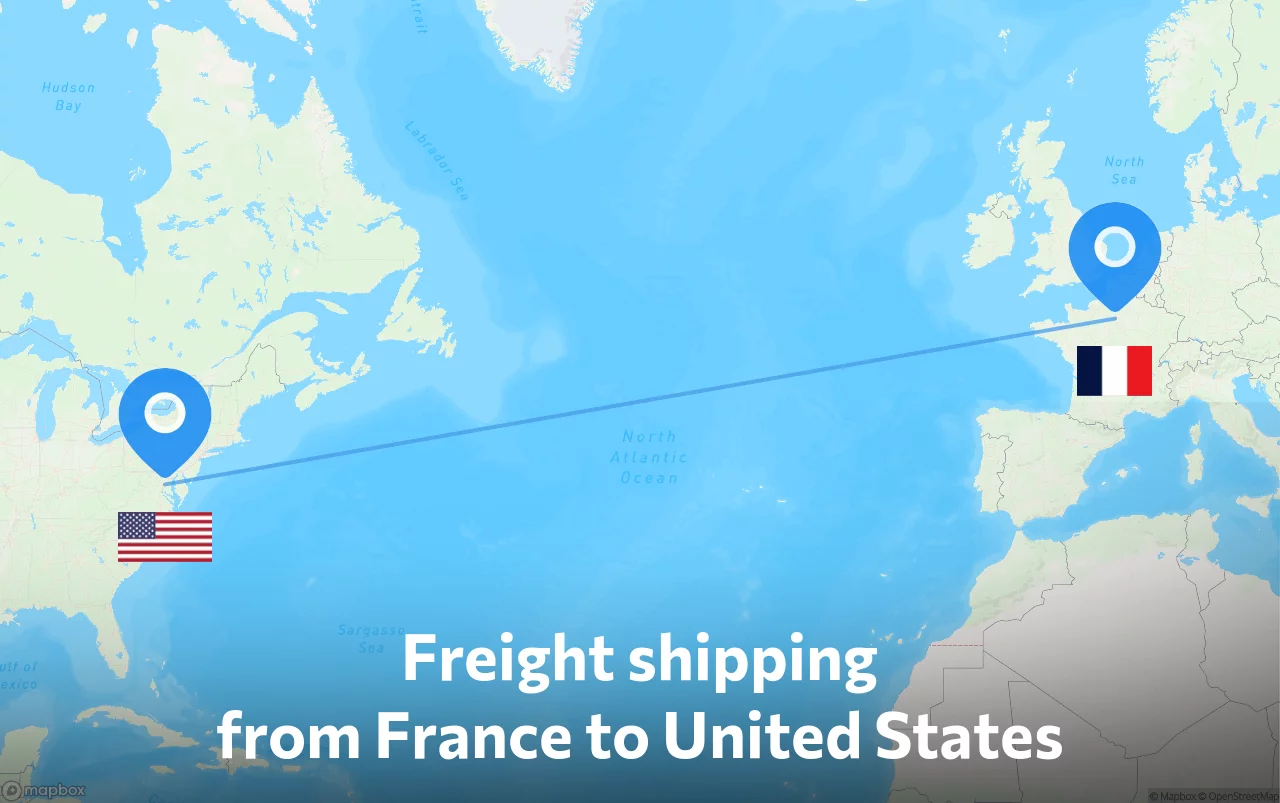 Shipping route from France to United States