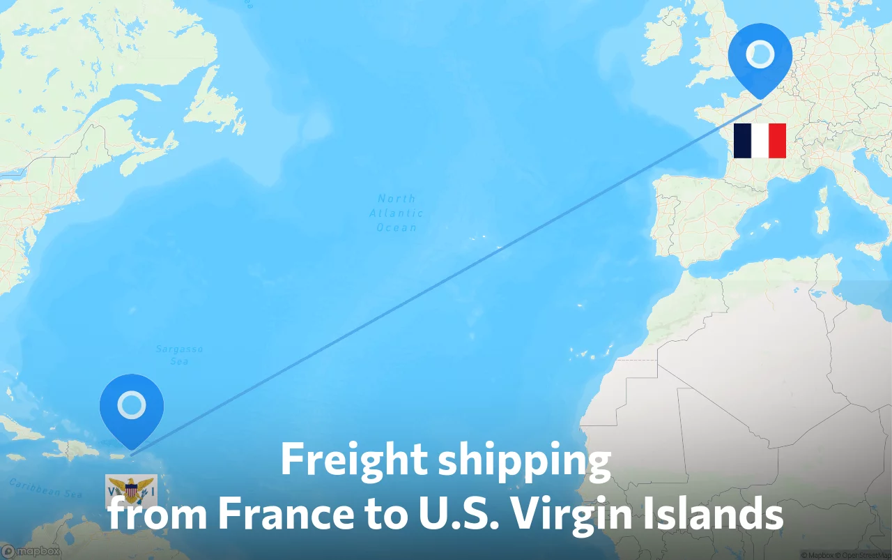 Shipping route from France to U.S. Virgin Islands