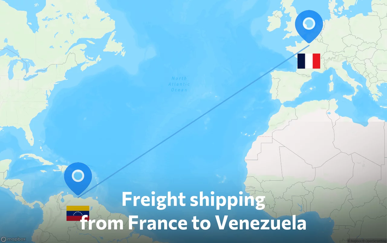 Shipping route from France to Venezuela