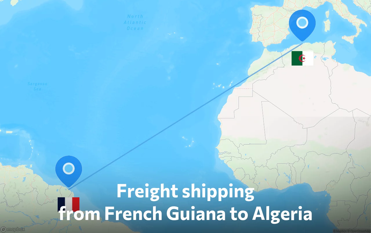 Shipping route from French Guiana to Algeria