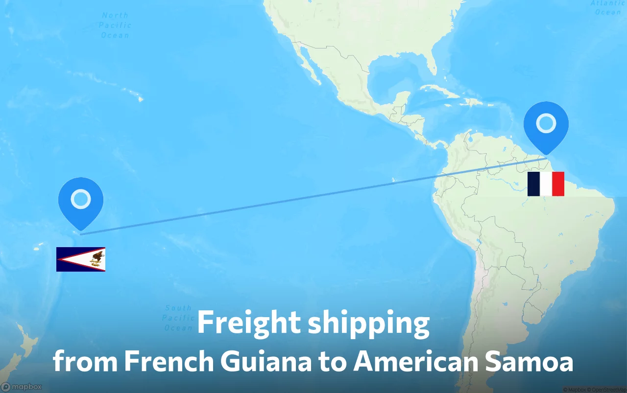 Shipping route from French Guiana to American Samoa
