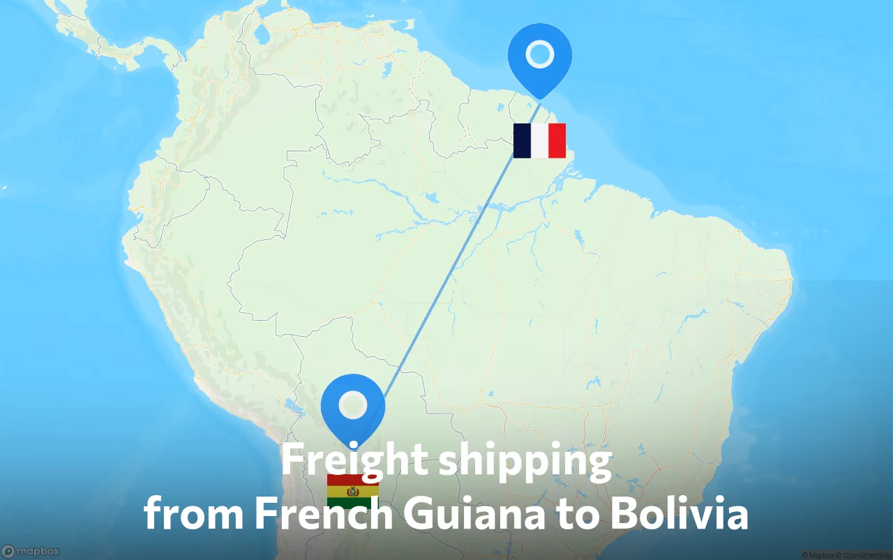 Shipping route from French Guiana to Bolivia