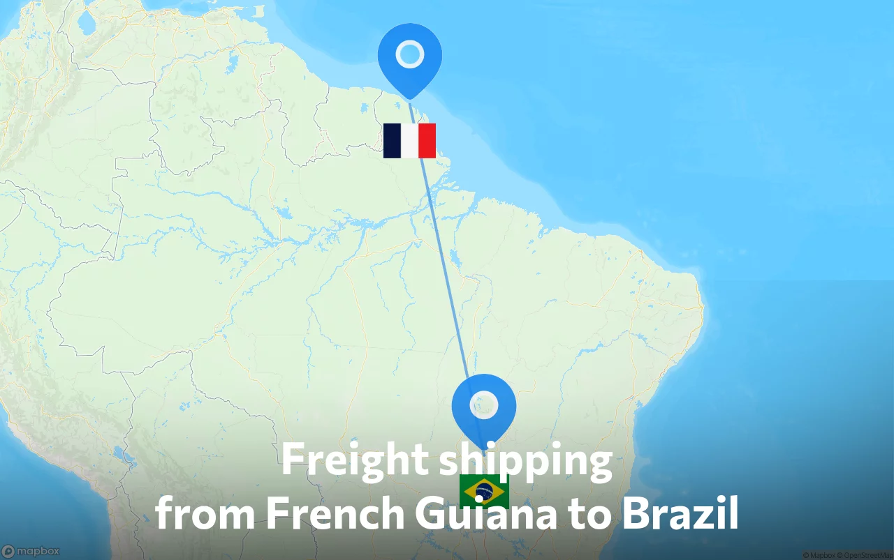 Shipping route from French Guiana to Brazil